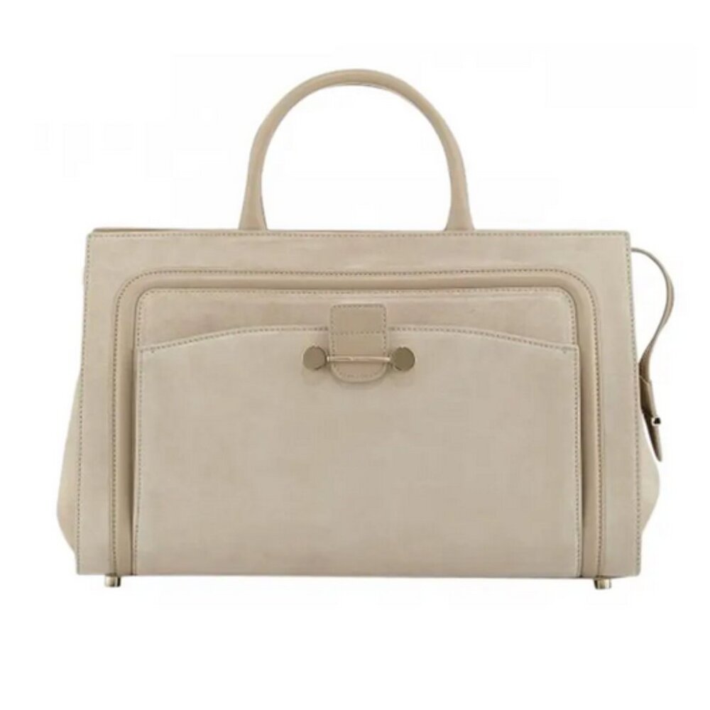 🤍 Jason Wu Daphne Beige Suede Leather Satchel Quiet Luxury Chic Bag